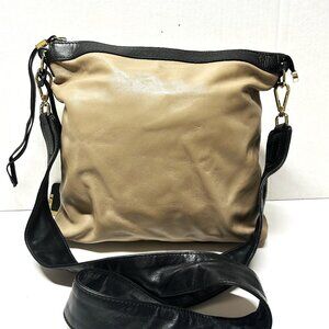 Innue leather tan and brown crossbody bag
